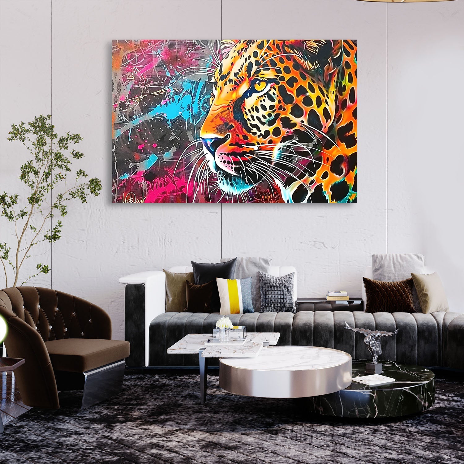 Vibrant Street Art Leopard Painting