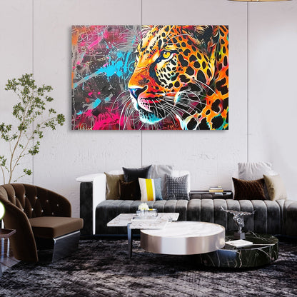 Vibrant Street Art Leopard Painting
