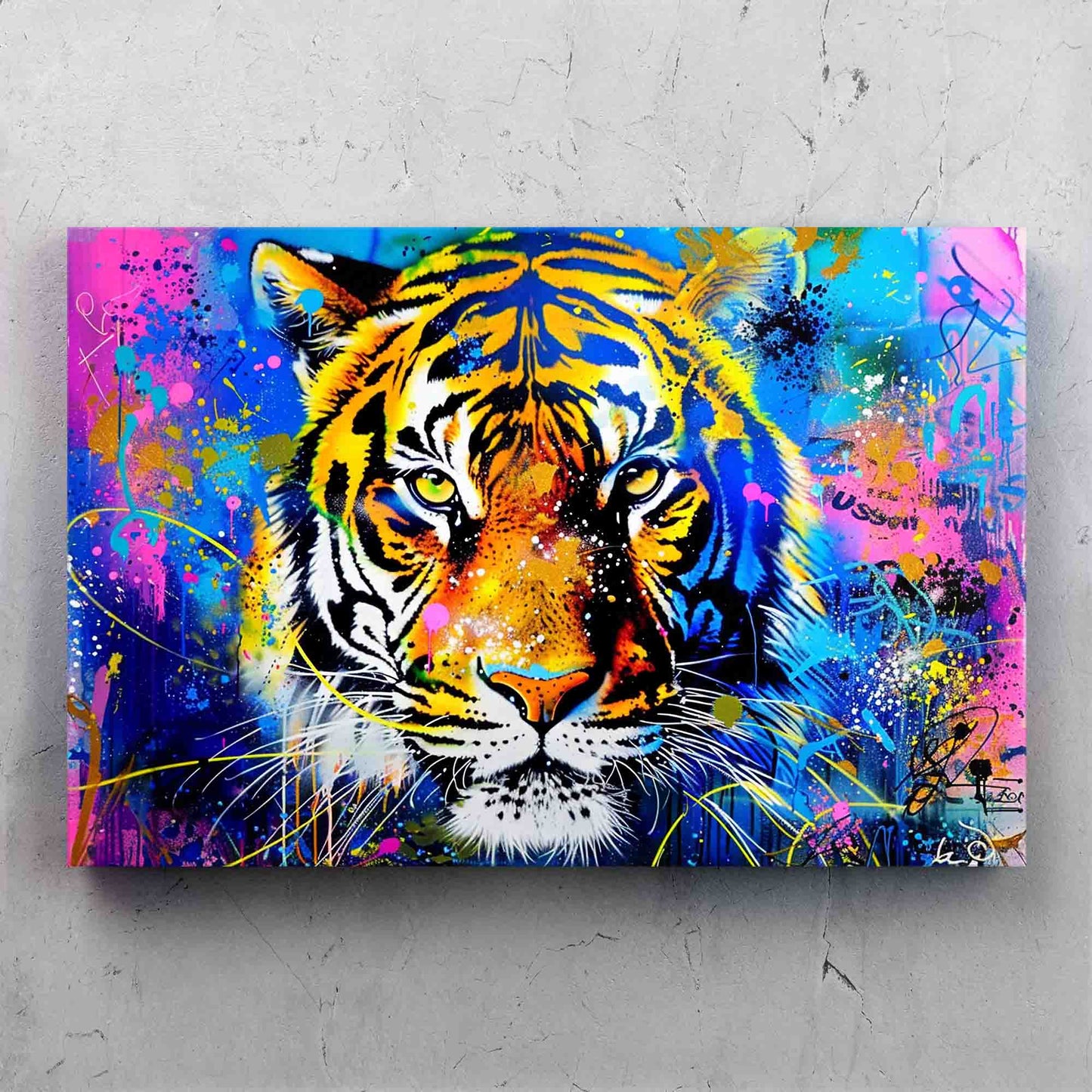 Vibrant Tiger Street Art Painting