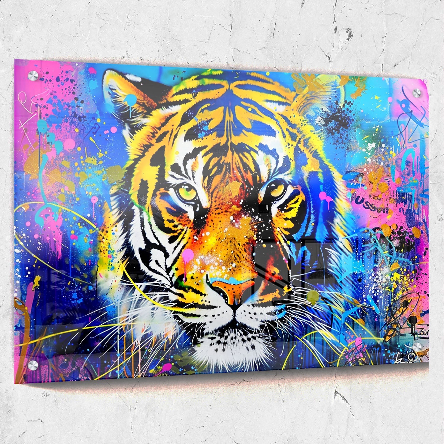 Vibrant Tiger Street Art Painting