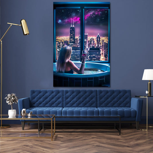 Woman City Night Fantasy Art