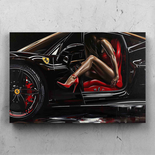 Woman Ferrari Art Painting
