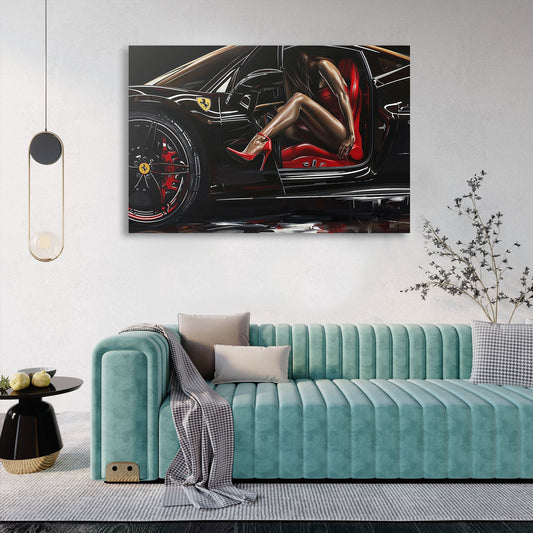 Woman Ferrari Art Painting