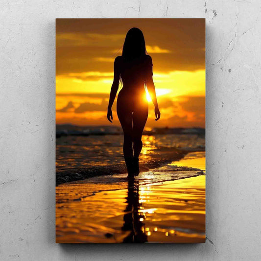 Woman Silhouette Beach Sunset Photo