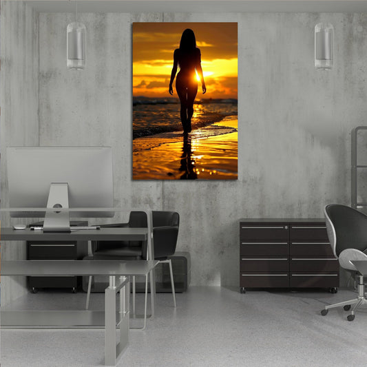 Woman Silhouette Beach Sunset Photo