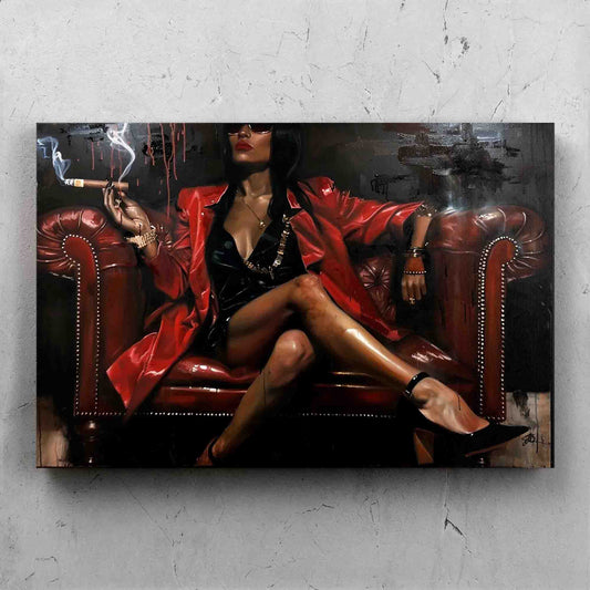 Woman Smoking Realism Painting