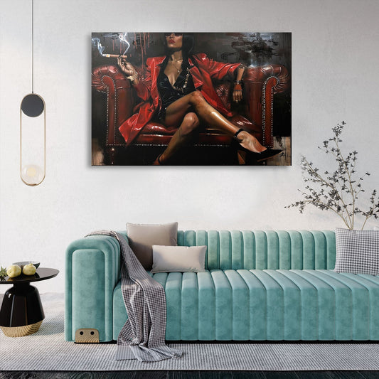 Woman Smoking Realism Painting