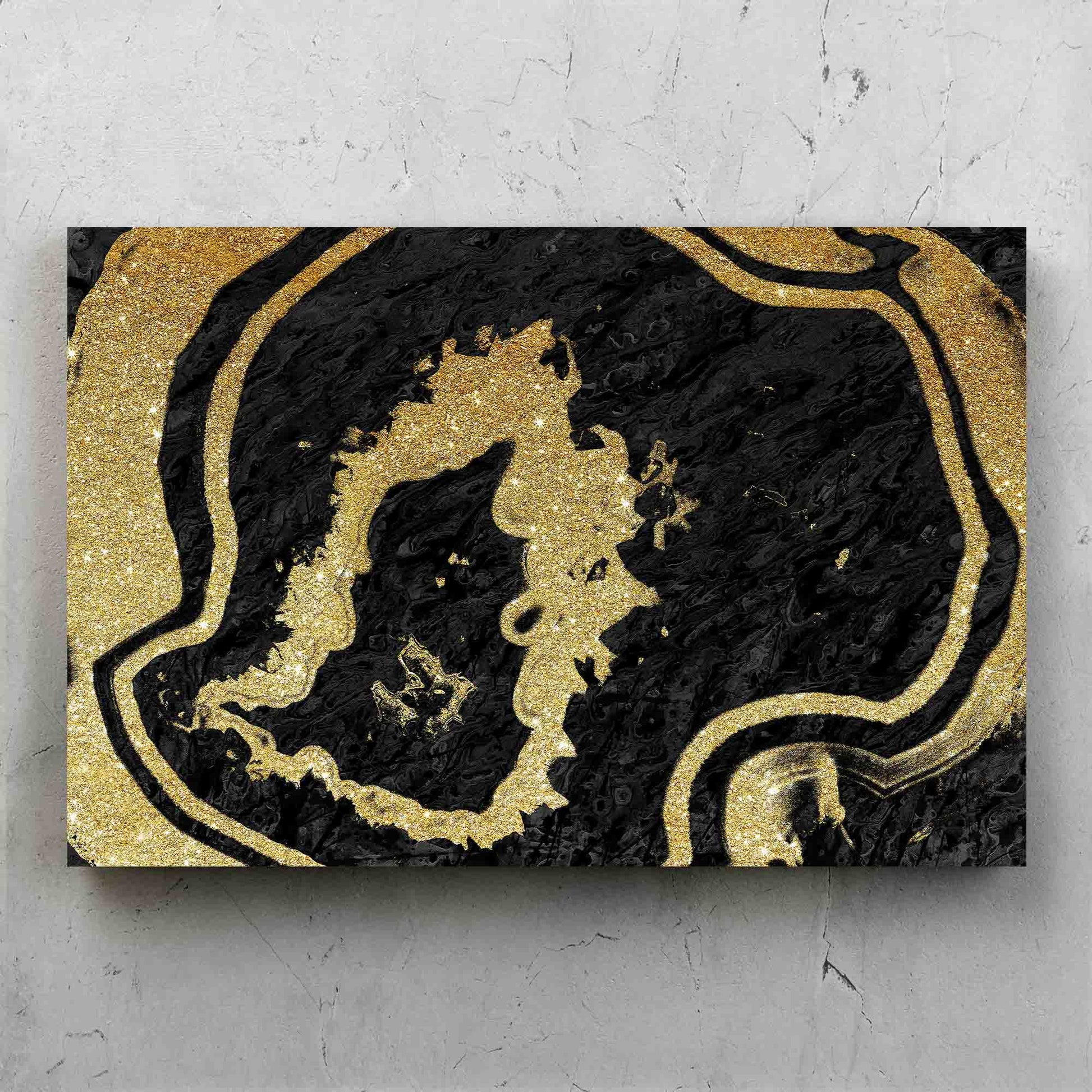 Modern Abstract Painted Black And MetAli Inspiredc Gold