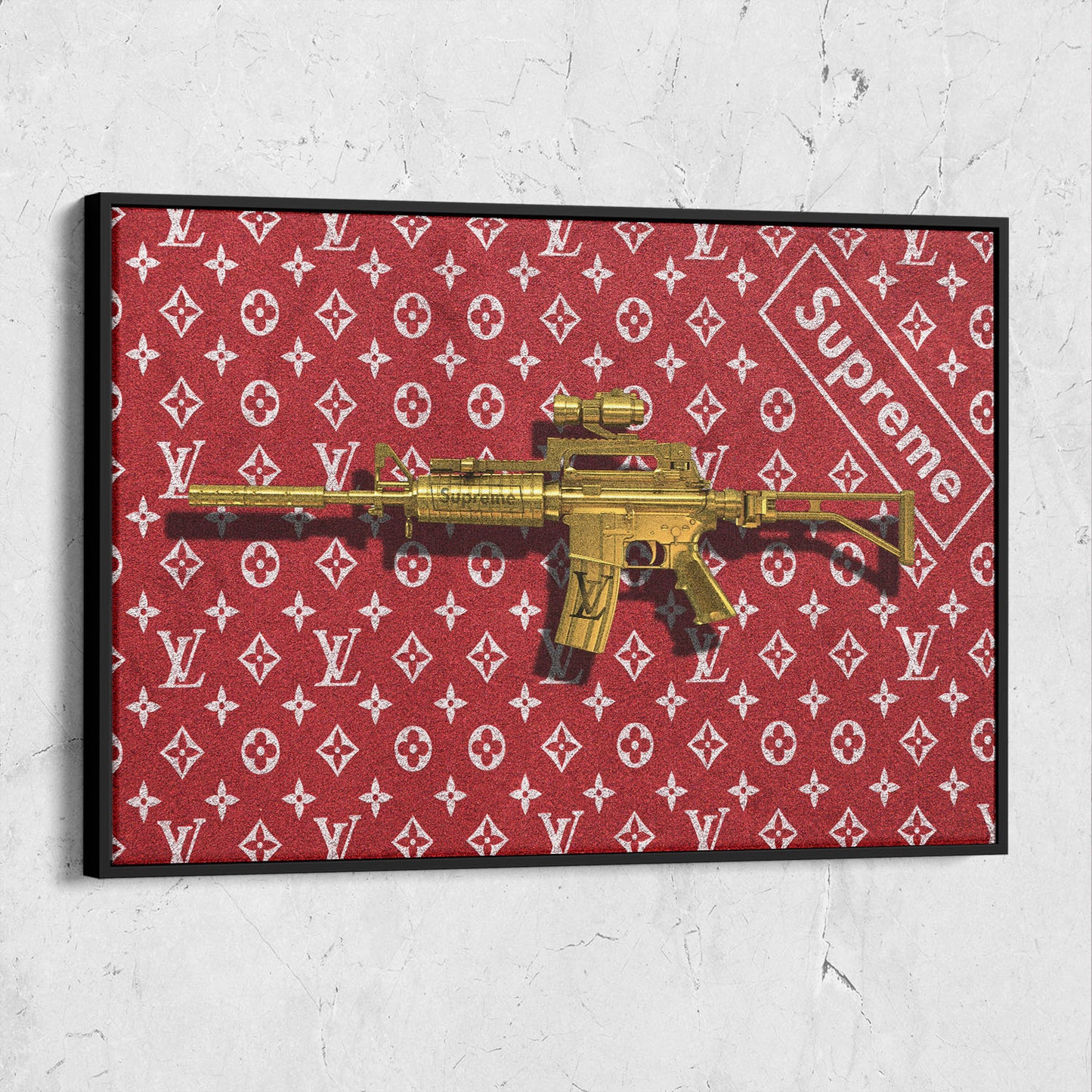 Louis LV Supreme Inspired Gold Gun