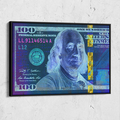 Money Art $100 Bill Blue & Pink
