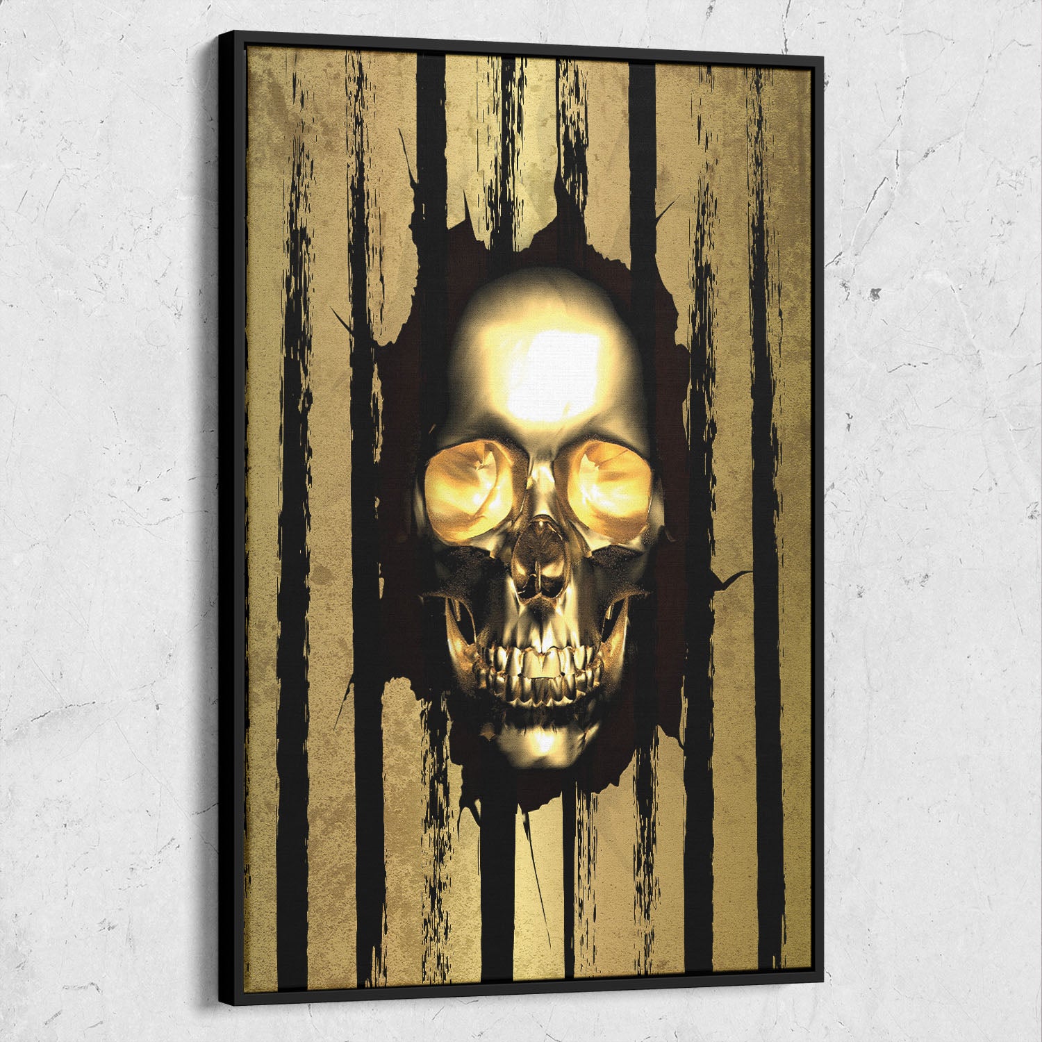 Skull Gold Strip And Black Background