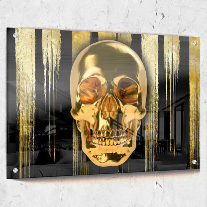 Gold Skull Black And Gold Strips Background Landscape