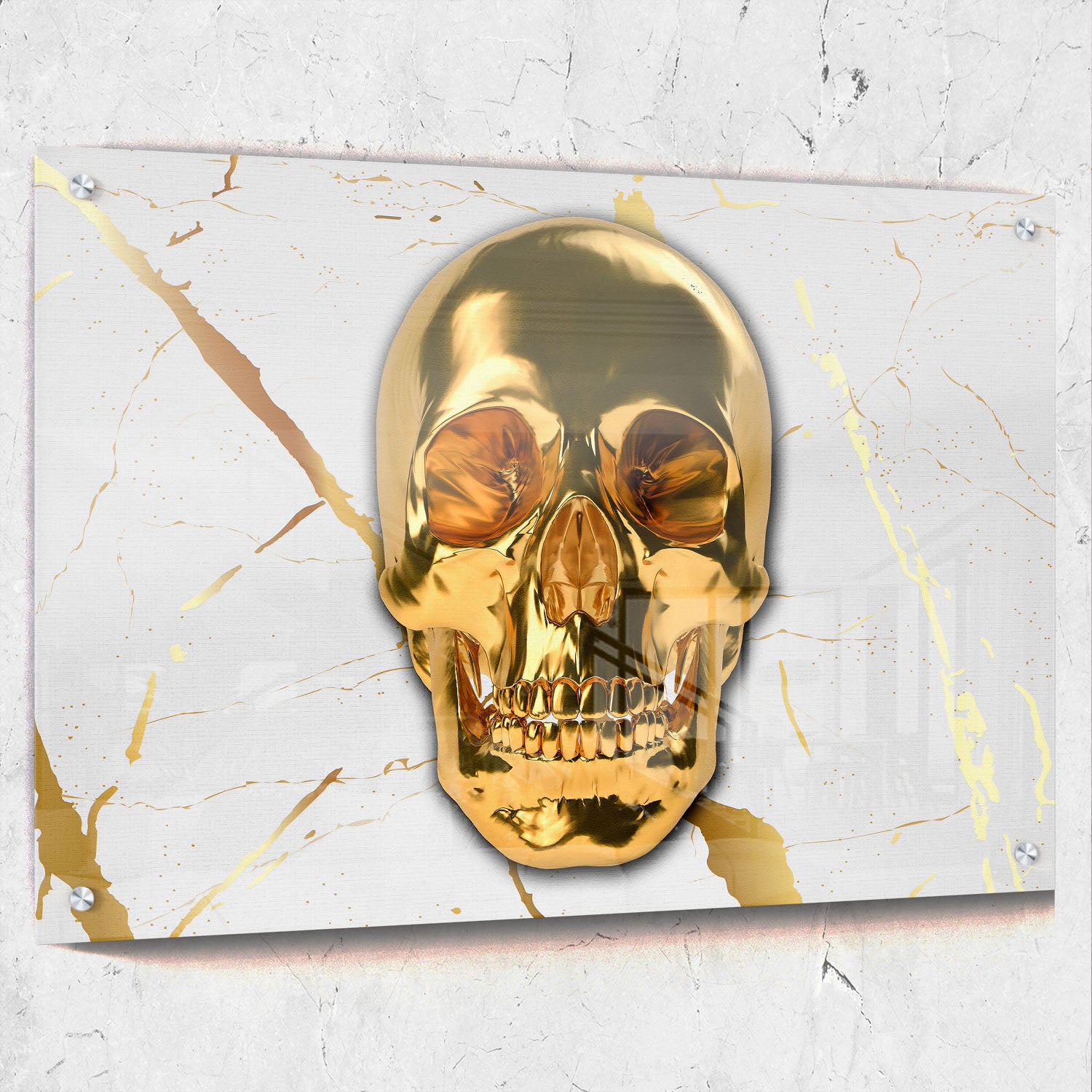 Gold Skull White And Gold Marble