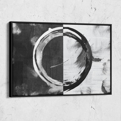 Circular Brush Stroke Black White Abstract