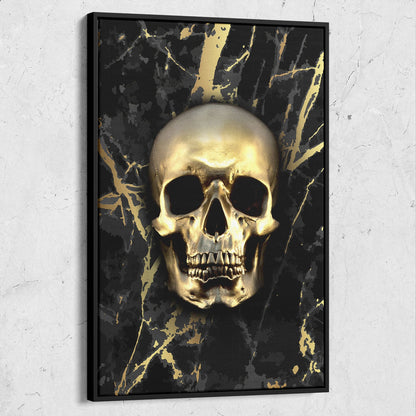 Skull Grunge Black And Gold Marble Background