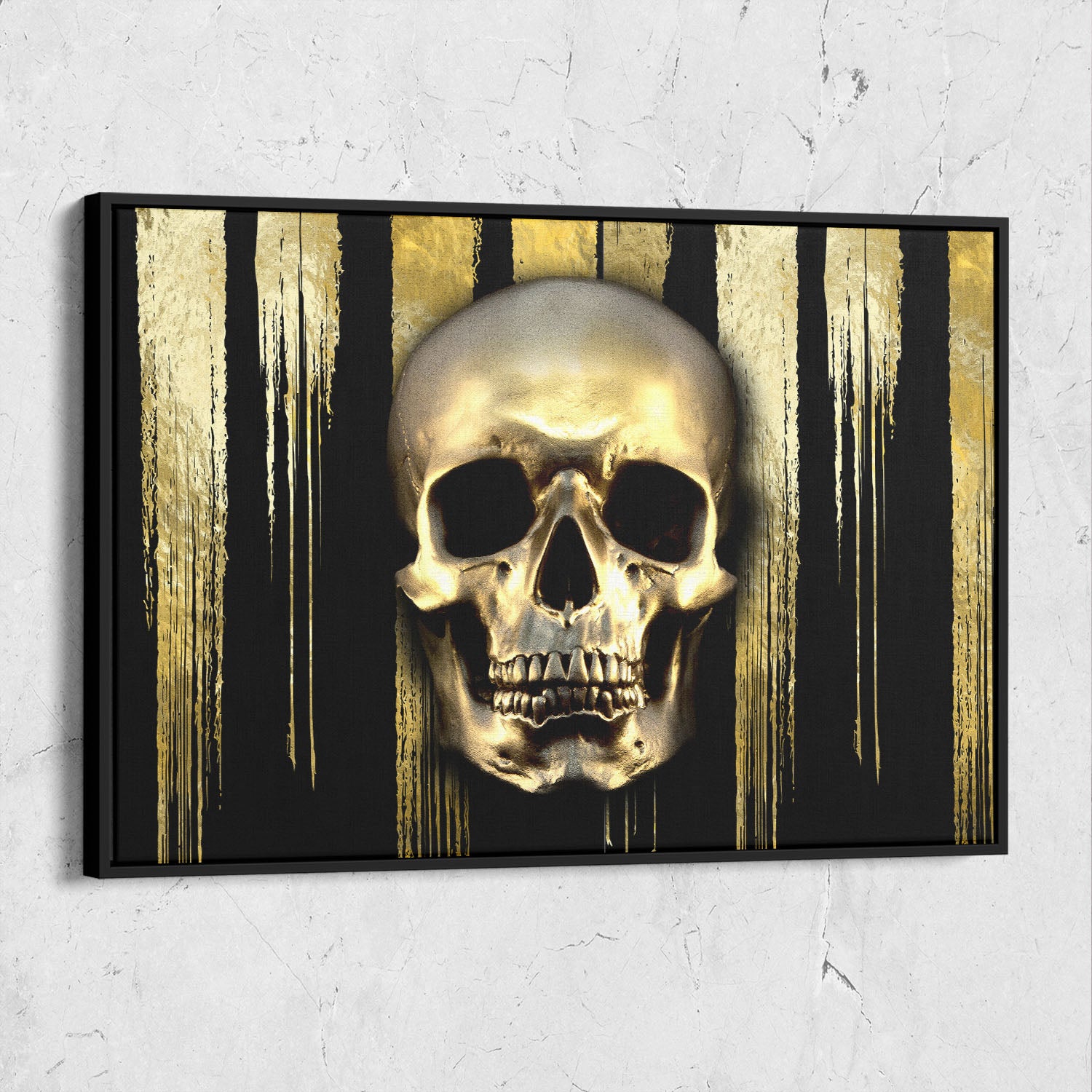 Skull Black And Strips Gold Background Landscape