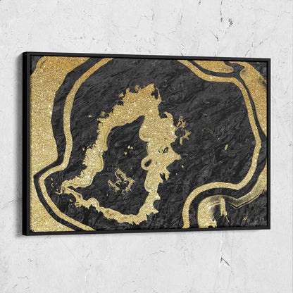 Modern Abstract Painted Black And MetAli Inspiredc Gold