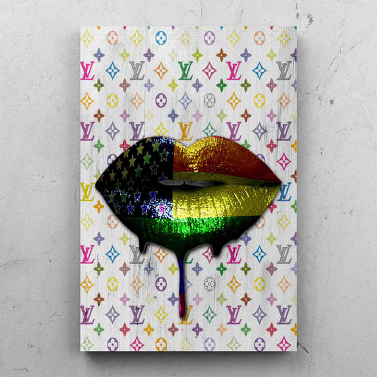 Rainbow Flag Closed Lips Drip LV Background