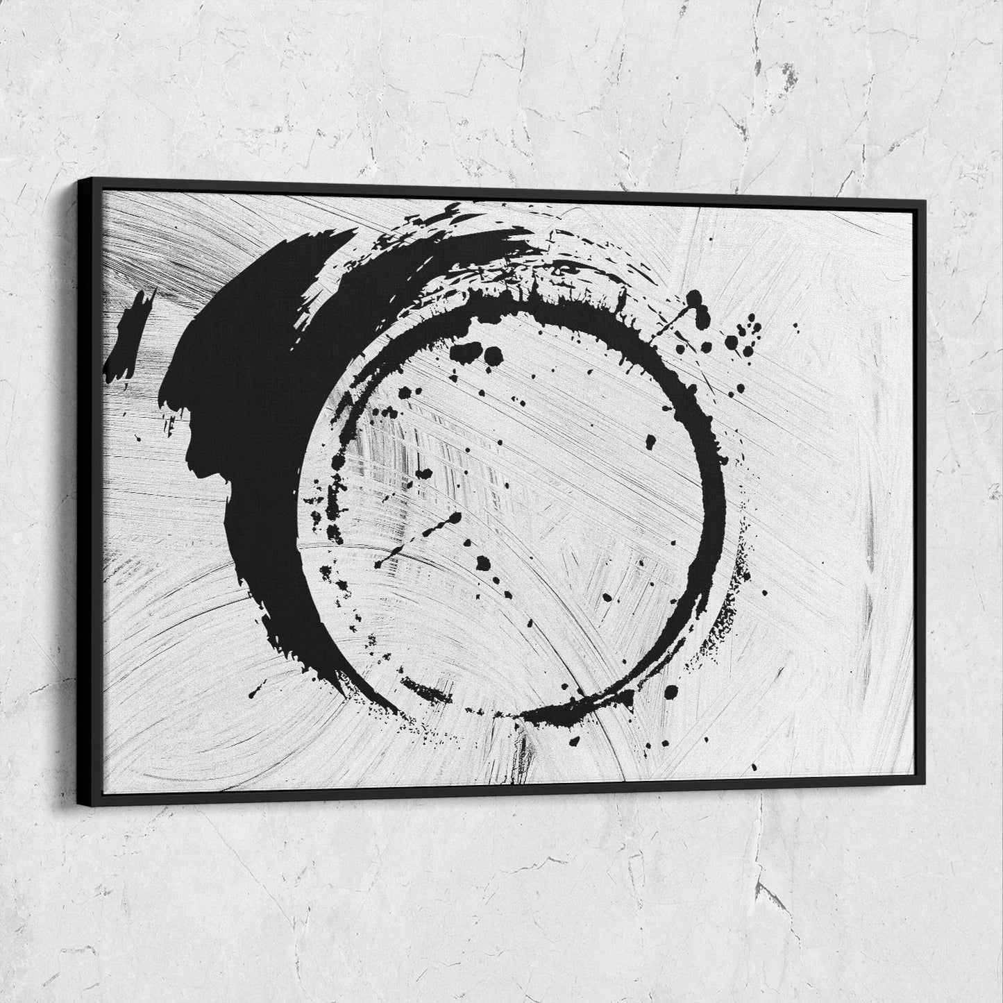 Circular Brush Stroke Black Abstract