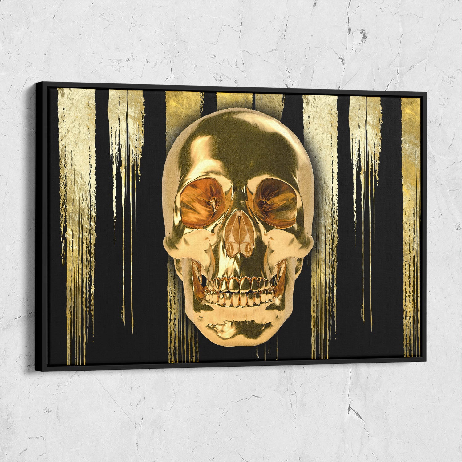 Gold Skull Black And Gold Strips Background Landscape