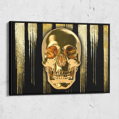 Gold Skull Black And Gold Strips Background Landscape
