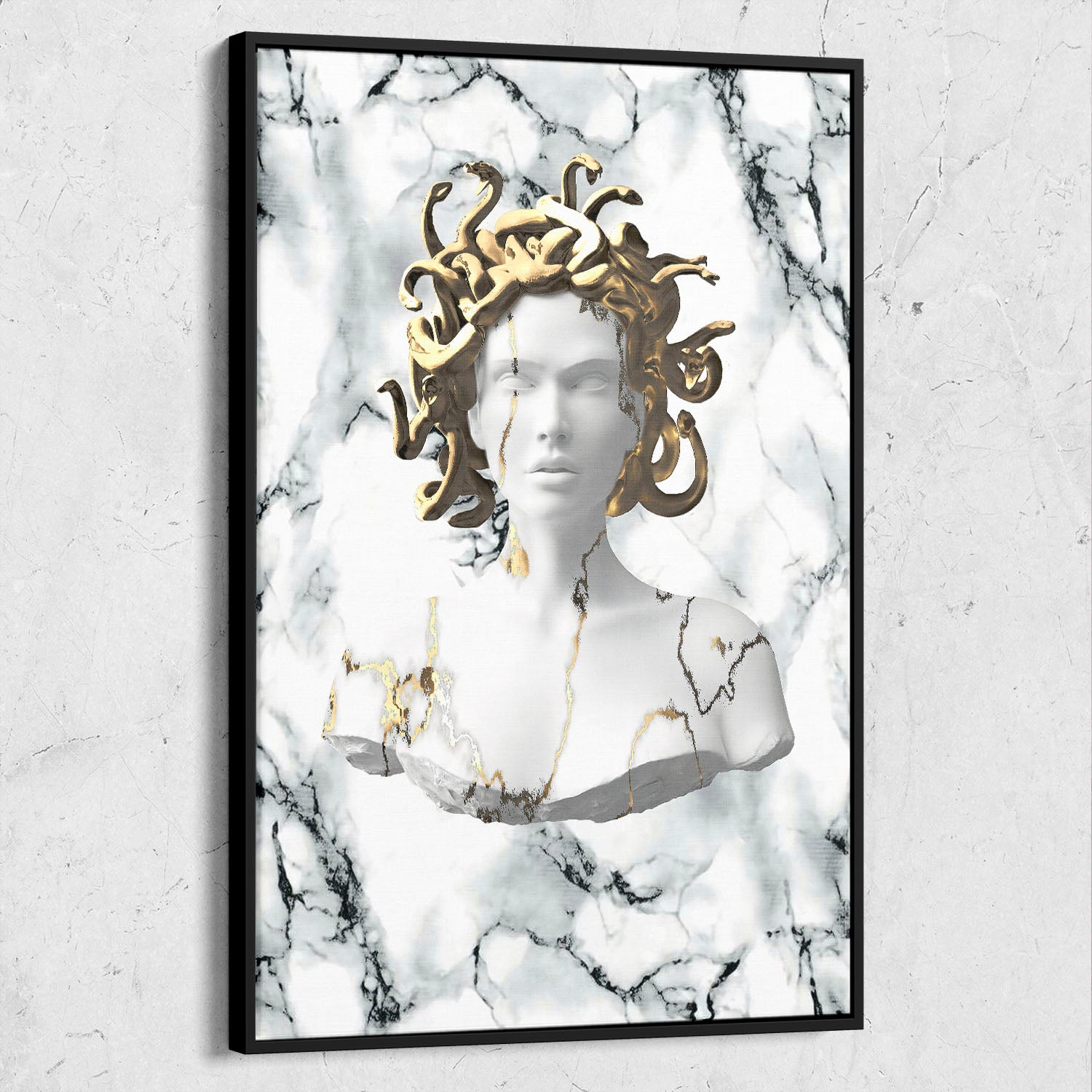 Golden Medusa White Marble