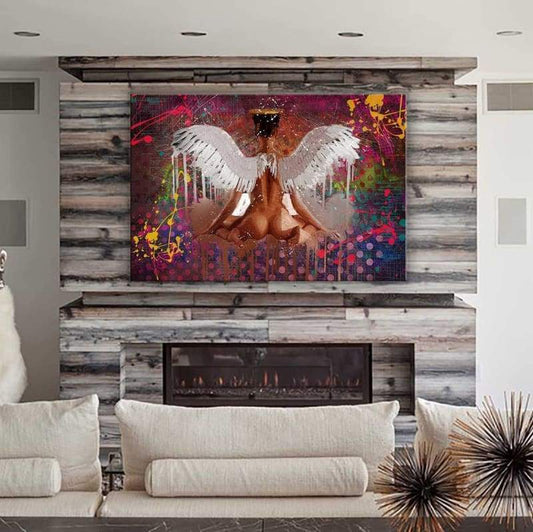 Angelic - Framed Canvas Painting Wall Art Office Decor, large modern pop artwork for home or office, Entrepreneur Inspirational and motivational Quotes on Canvas great for man cave or home. Perfect for Artwork Addicts. Made in USA, FREE Shipping.