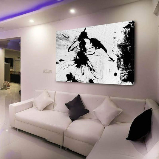 Black And White Abstract I - Framed Canvas Painting Wall Art Office Decor, large modern pop artwork for home or office, Entrepreneur Inspirational and motivational Quotes on Canvas great for man cave or home. Perfect for Artwork Addicts. Made in USA, FREE Shipping.