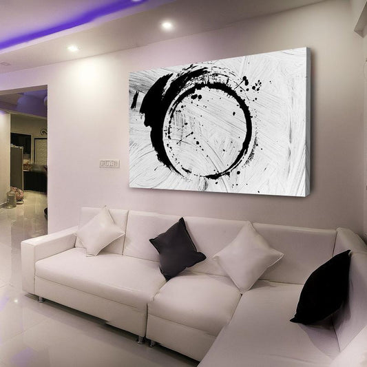 Circular Brush Stroke Black Abstract