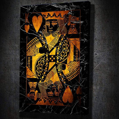 Gold King & Queen of Hearts Combo - Framed Canvas Painting Wall Art Office Decor, large modern pop artwork for home or office, Entrepreneur Inspirational and motivational Quotes on Canvas great for man cave or home. Perfect for Artwork Addicts. Made in USA, FREE Shipping.