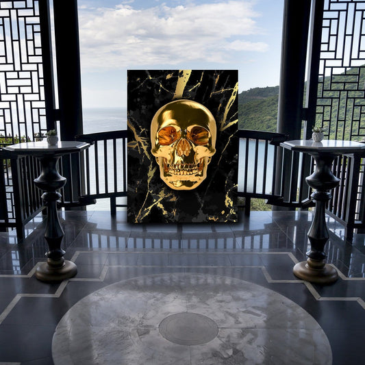 Gold Skull Black And Gold Grunge Marble Background