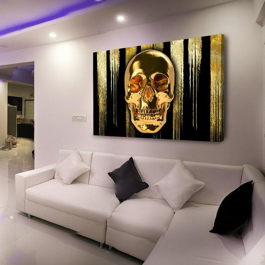 Gold Skull Black And Gold Strips Background Landscape