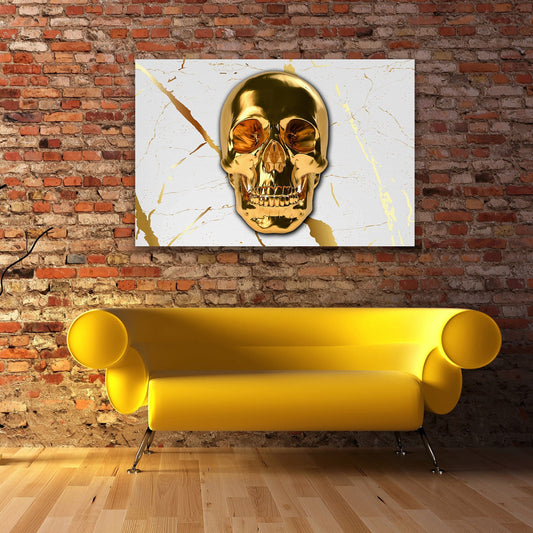 Gold Skull White And Gold Marble