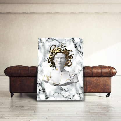 Golden Medusa White Marble