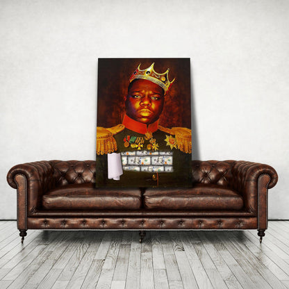 King Biggie - Framed Canvas Painting Wall Art Office Decor, large modern pop artwork for home or office, Entrepreneur Inspirational and motivational Quotes on Canvas great for man cave or home. Perfect for Artwork Addicts. Made in USA, FREE Shipping.