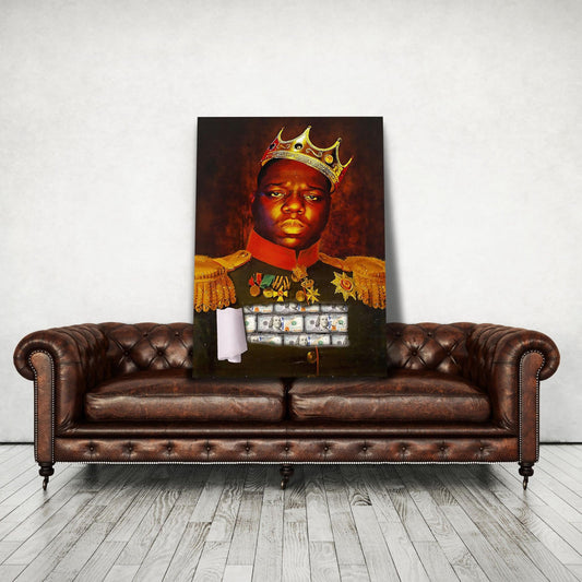 King Biggie - Framed Canvas Painting Wall Art Office Decor, large modern pop artwork for home or office, Entrepreneur Inspirational and motivational Quotes on Canvas great for man cave or home. Perfect for Artwork Addicts. Made in USA, FREE Shipping.