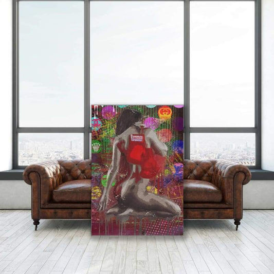 Knockout Beauty - Framed Canvas Painting Wall Art Office Decor, large modern pop artwork for home or office, Entrepreneur Inspirational and motivational Quotes on Canvas great for man cave or home. Perfect for Artwork Addicts. Made in USA, FREE Shipping.