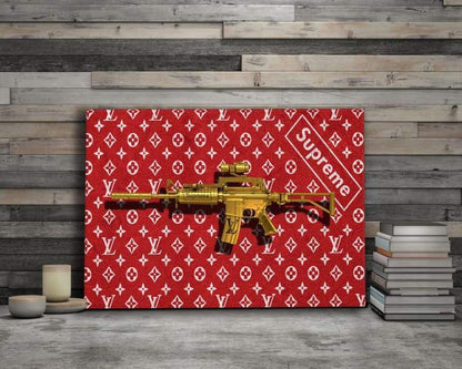 Louis LV Supreme Inspired Gold Gun