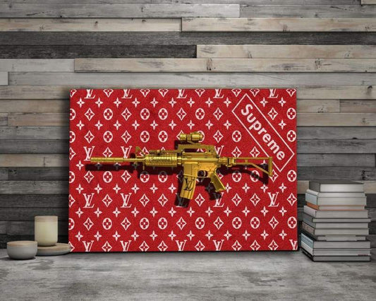 Louis LV Supreme Inspired Gold Gun