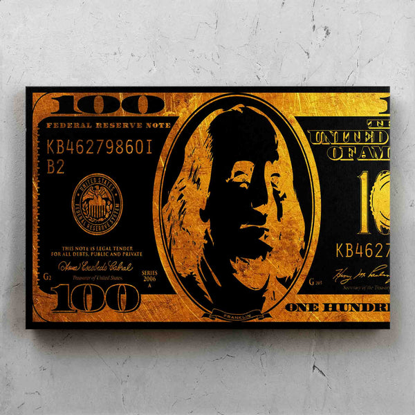 Money $100 Bill Black & Gold