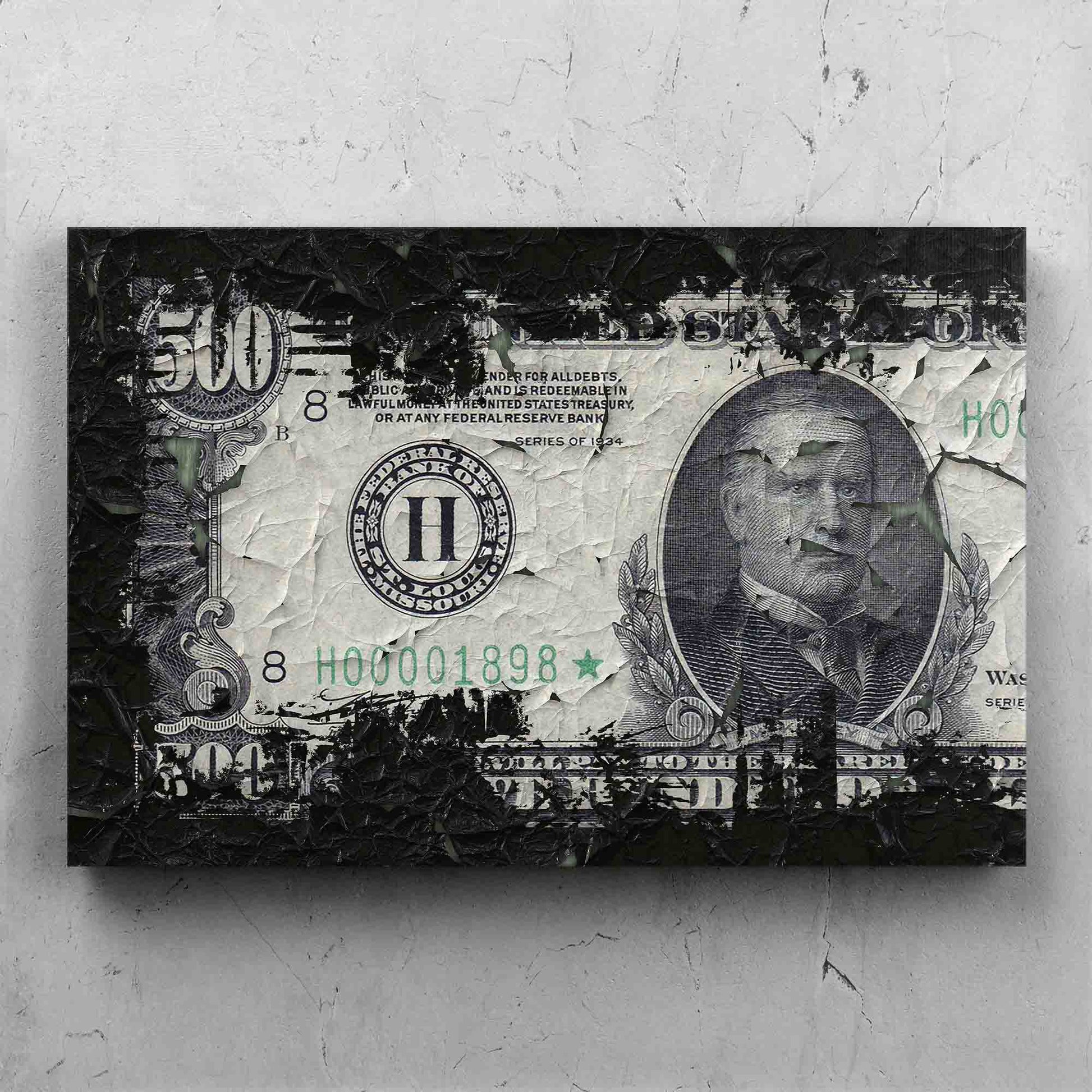 Money $500 Bill Charred
