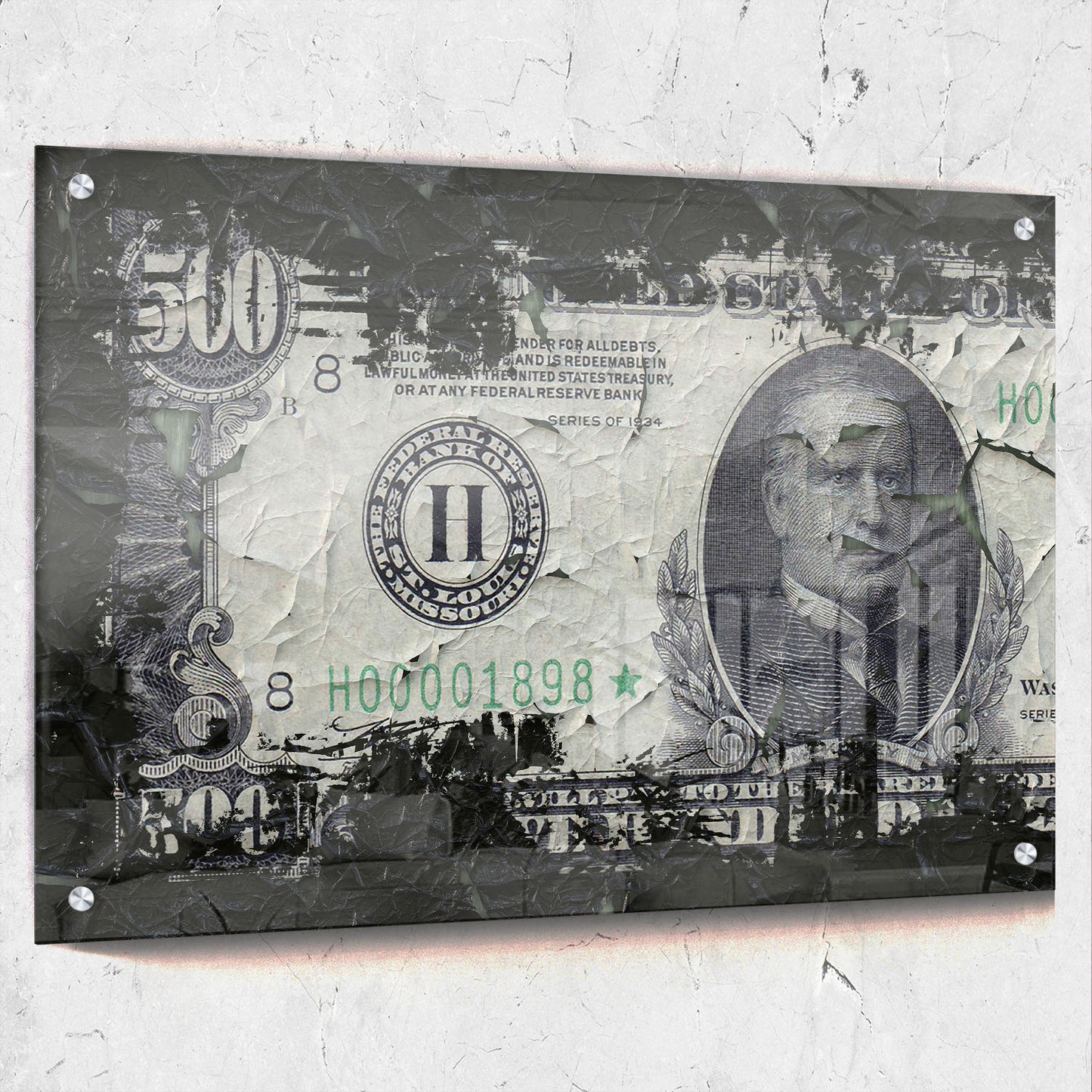 Money $500 Bill Charred