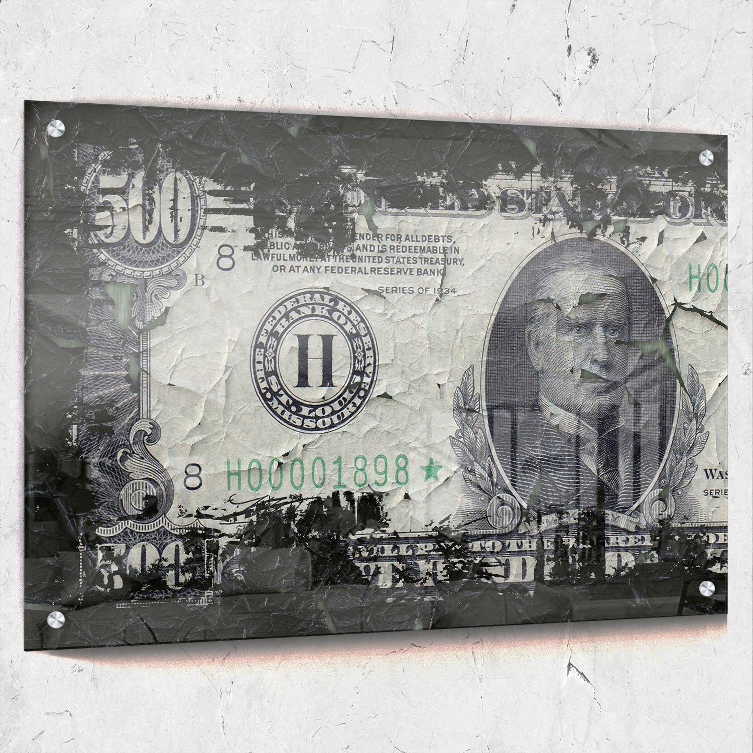Money $500 Bill Charred