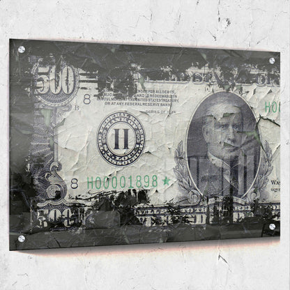 Money $500 Bill Charred