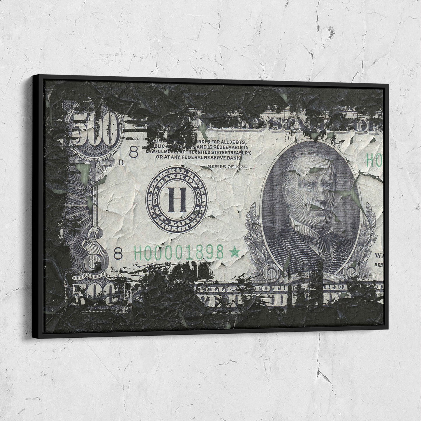 Money $500 Bill Charred