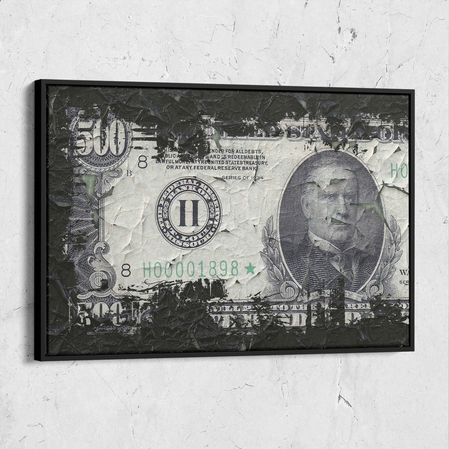 Money $500 Bill Charred