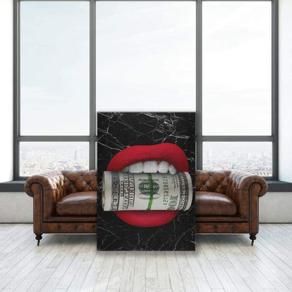Money Hungry Black Marble - Framed Canvas Painting Wall Art Office Decor, large modern pop artwork for home or office, Entrepreneur Inspirational and motivational Quotes on Canvas great for man cave or home. Perfect for Artwork Addicts. Made in USA, FREE Shipping.