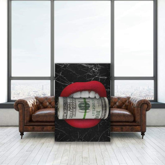 Money Hungry Black Marble - Framed Canvas Painting Wall Art Office Decor, large modern pop artwork for home or office, Entrepreneur Inspirational and motivational Quotes on Canvas great for man cave or home. Perfect for Artwork Addicts. Made in USA, FREE Shipping.