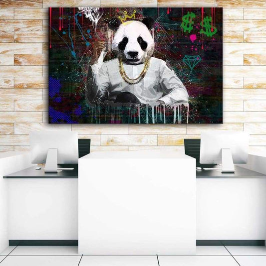 Panda Boss - Framed Canvas Painting Wall Art Office Decor, large modern pop artwork for home or office, Entrepreneur Inspirational and motivational Quotes on Canvas great for man cave or home. Perfect for Artwork Addicts. Made in USA, FREE Shipping.