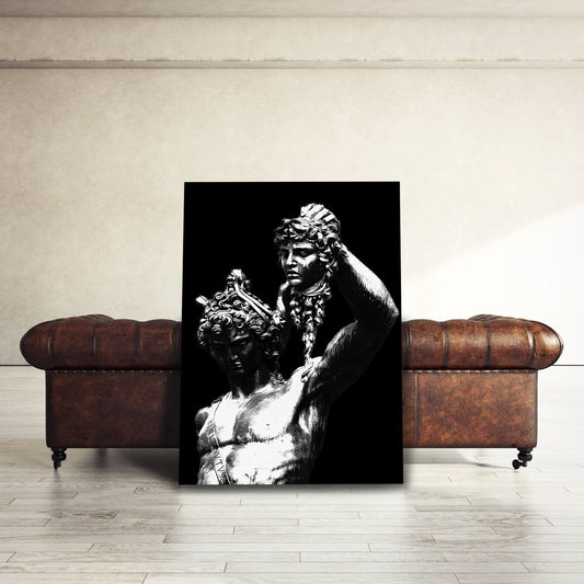 Perseus With Head Of Medusa Statue Black White